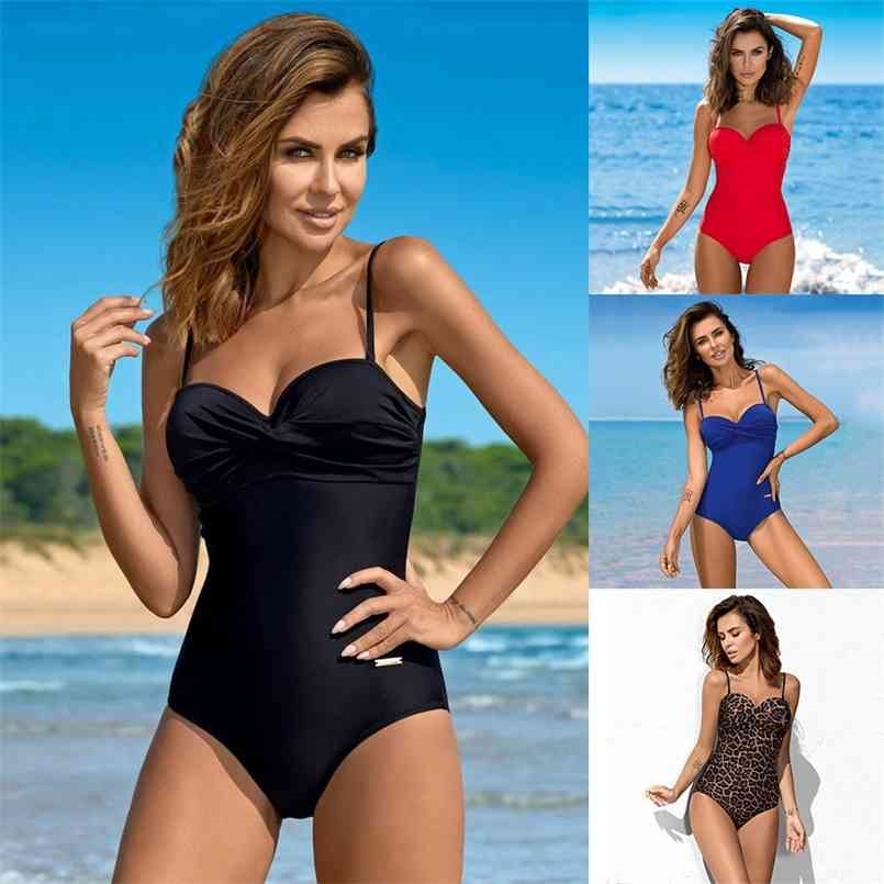 

Arrival Summer Women Swimsuit Push Up Underwire Swimwear Red Solid Color Bathing Suit Plus Size XXL Beachwear 210630, Blue