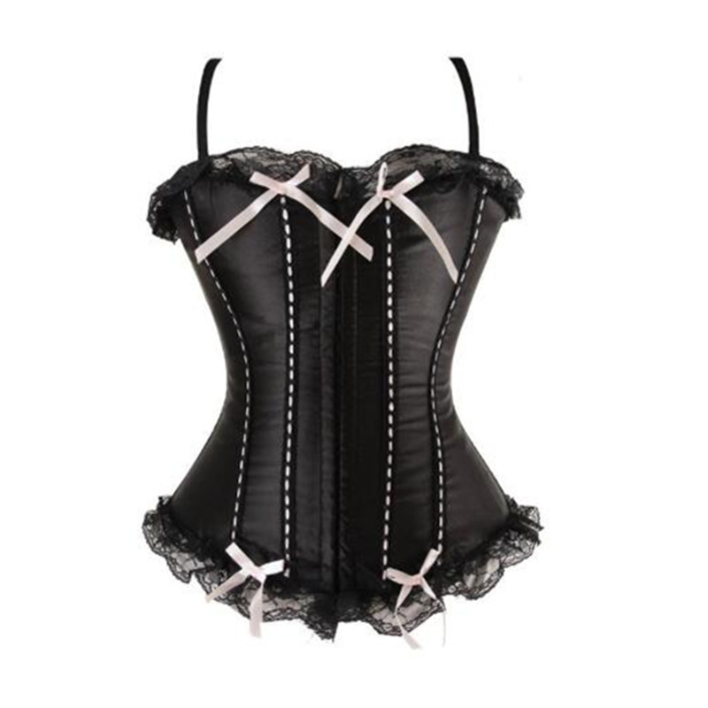 

Woman Bustiers Plus Size Lace Trim Corset Overbust Body Shapewear Women Burlesque Bodice Steampunk Bustier Sexy Lingerie Waist Trainer Corse, As shown