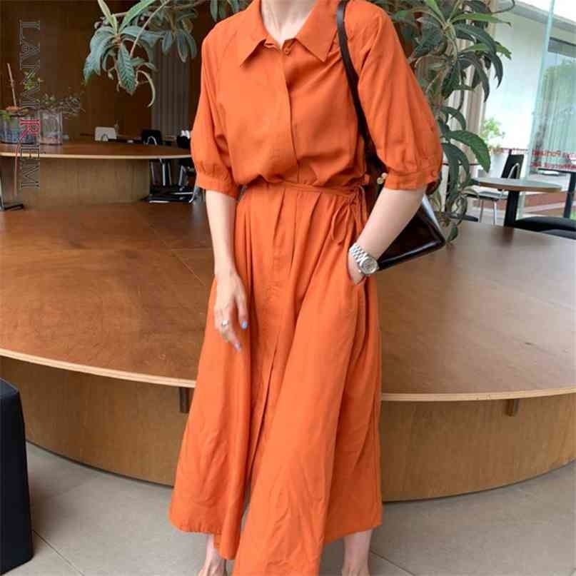 

Summer Dress Loose Short Sleeve Lapel Dresses Casual Female Elegant Streetwear Clothing 2H199 210526, Watermelon