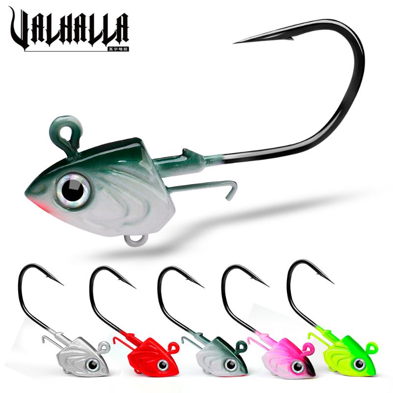 

Fishing Hooks VALHALLA 2pcs/lot Jig Head 30-35-45g Carbon Steel Fishhooks Anti-Hanging Bottom Perforated Hook Pesca Tackle
