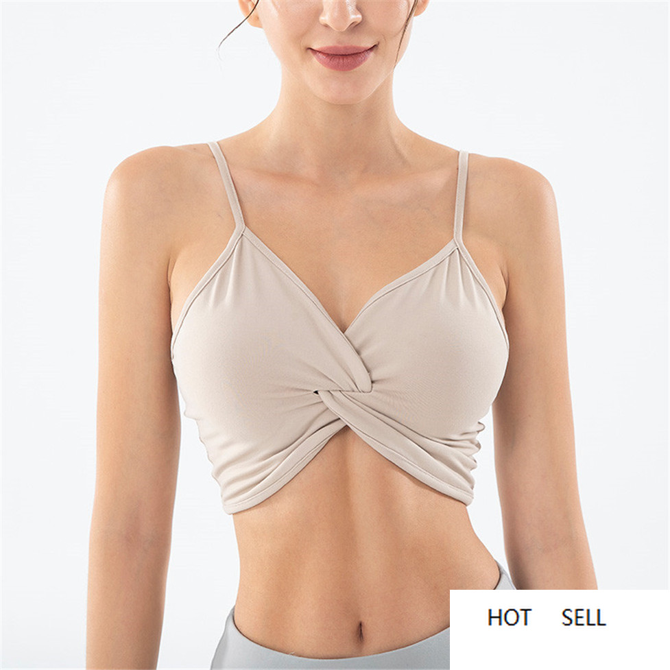 

Melody Gym Bra Top Sports Women V-Neck Push Up Shascullfites Bralette Ruched Cross Fitness Yoga, White