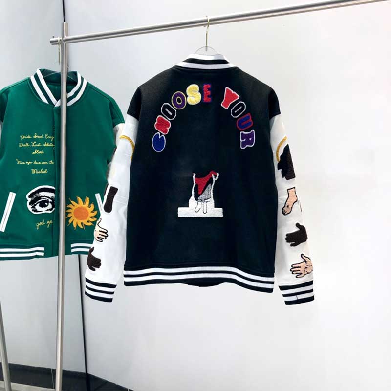 

Wool Leather Sleeve Baseball Varsity Jacket Embroidered Fashion Design Coat Uniform Single Breasted Warm Jackets Couples Women Men High Quality Coats, Shipping supplement