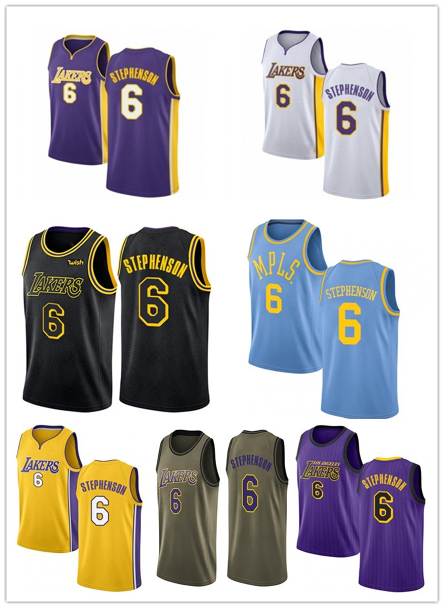 

2021 Lance custom men women youth 6 Stephenson Los Angele Laker basketball jerseys red Blue jersey leave number name, Black;red