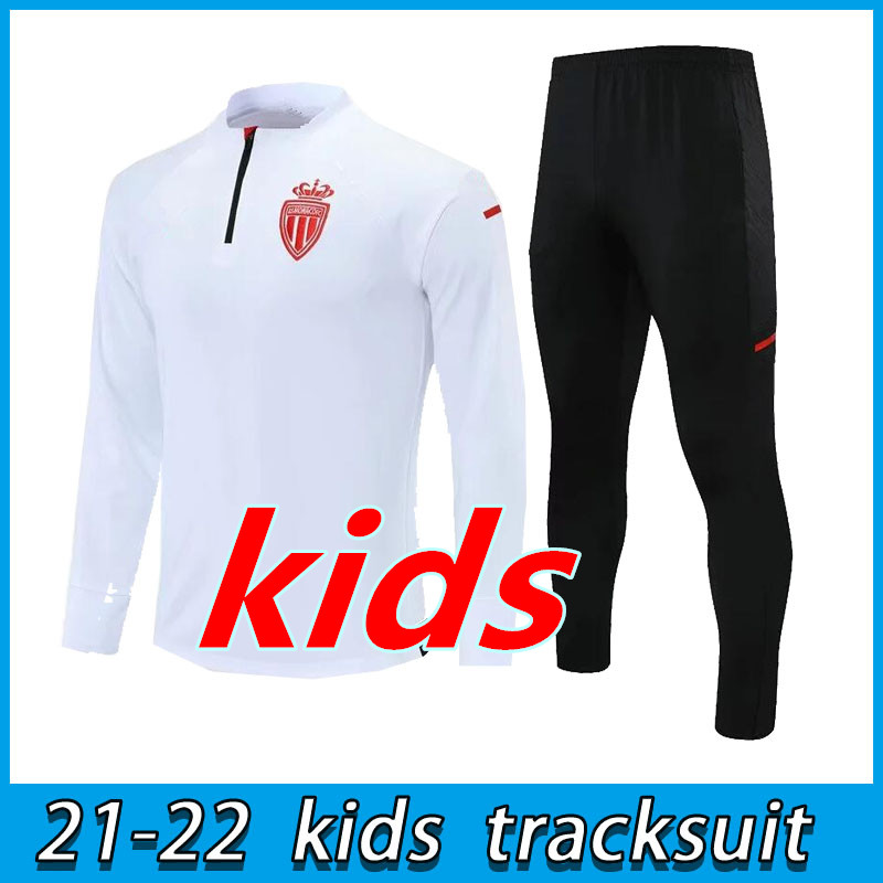 

top qualtiy 2021 2022 Monaco kids Soccer tracksuit jacket JOVETIC GOLOVIN 21 22 maillot de foot AGUILAR FABREGAS boys training suit, Black