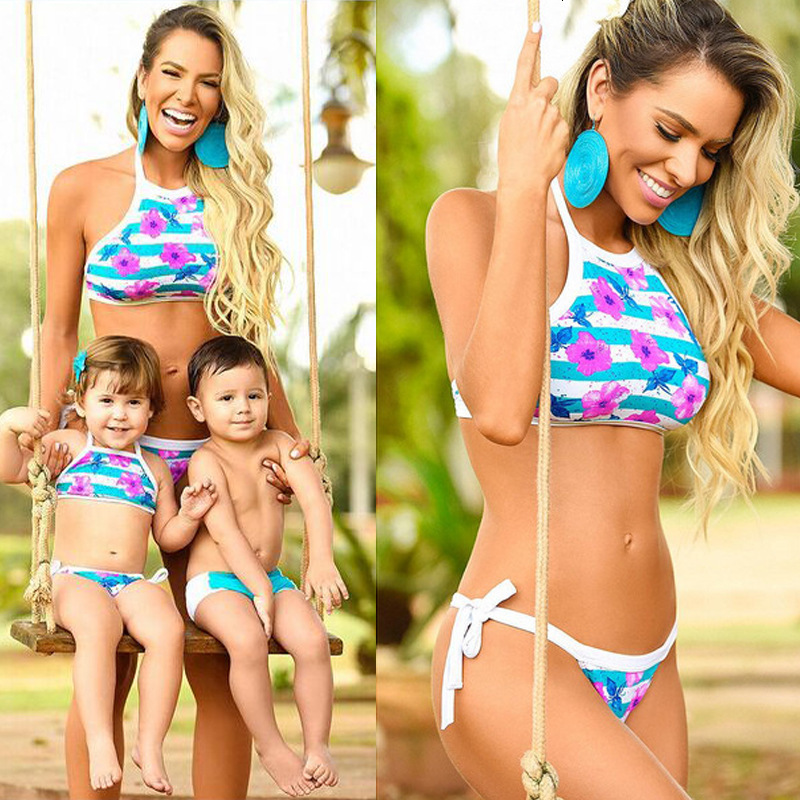 Bikini Split Printed Women&#039;s Swimsuit Parent Child Suit-image-678401495