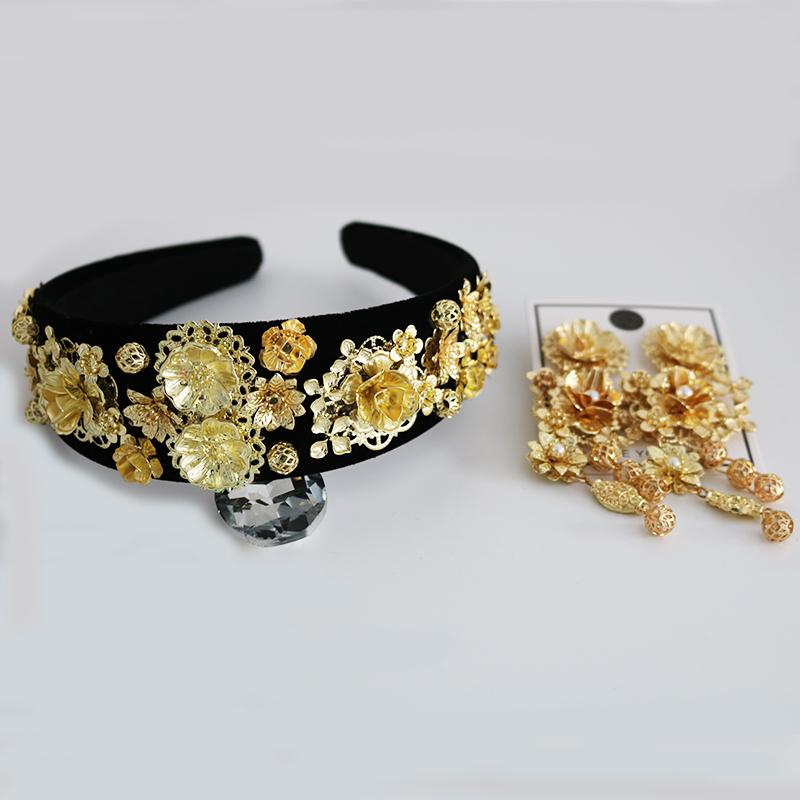 

Hair Clips & Barrettes Gold Wedding Headband Crystal Bride Accessories Long Flannel Bridal Hairband Bridesmaids Jewelry Classic Set, Golden;silver