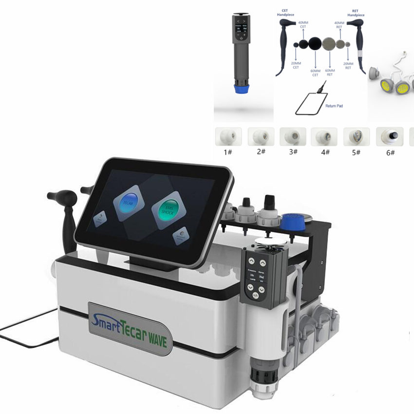 

Tecar Fisioterpia massage machine with Ed shockwave physiotheray equipment for sport injuiry plantar fasciitis ankle sprain