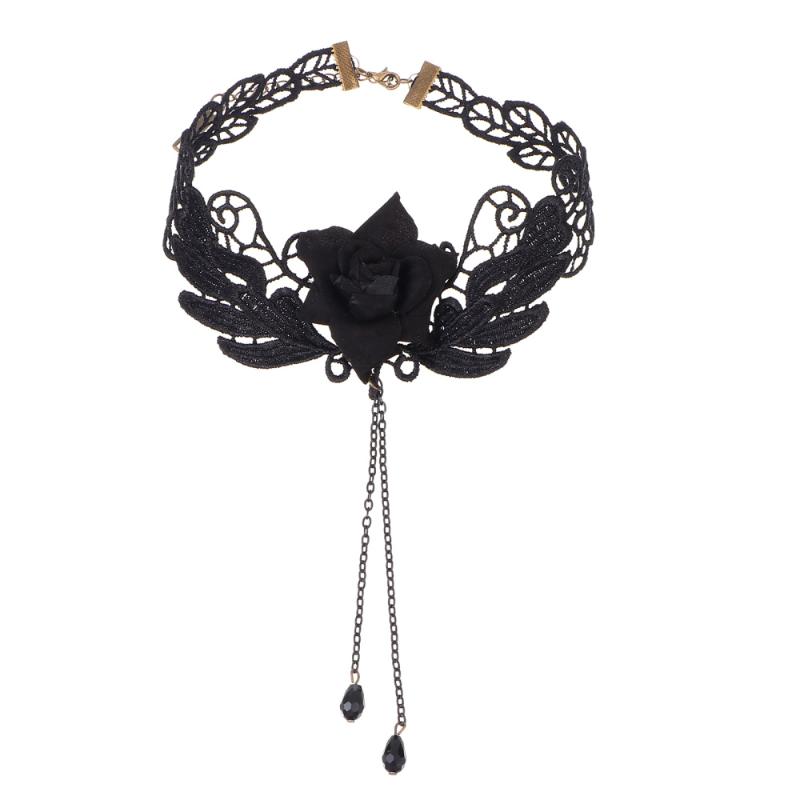 

Pendant Necklaces 1Pc Nightclub Lace Rose Necklace Personality Choker Clavicle Chain Neck Decor