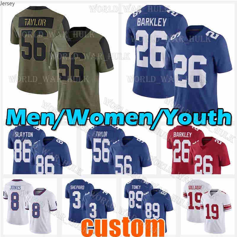 

26 Saquon Barkley Jersey Kayvon Thibodeaux New Yorks Lawrence Taylor Xavier McKinney 8 Daniel Jones Eli Manning Giants Kenny Golladay Azeez Ojulari Michael Strahan, Custom women (j r)