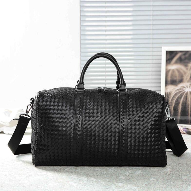 

Factory wholesale men handbag hand-coded fashion Knitting bag street fashions Crochet leather fitness bags outdoor sports leisure travel handbags, Black