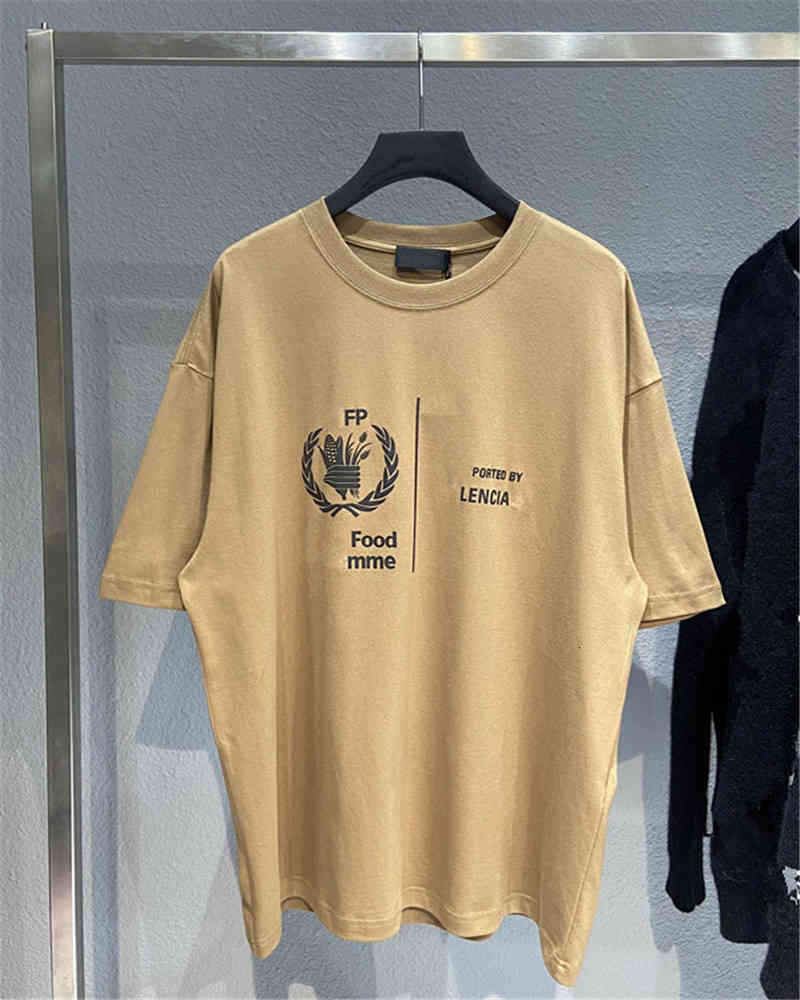 

Men's Hoodies & Sweatshirts Ins 21ss spring and summer world food letter printing couple Paris Casual Short Sleeve T-Shirt Tee 1DHS, Khaki