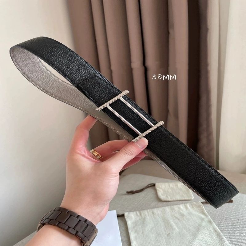 

HE030High-end H classic men's casual versatile belt hardware pure hand-polished belts buckle double-sided leather can be used for men and women's belts, Customize