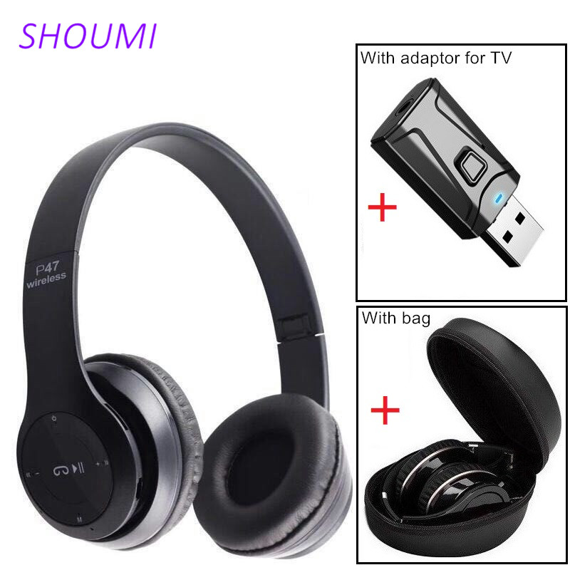

Wireless Headset Stereo Bluetooth Headphones Foldable Earpiece with Earphone Bag Game Helmets USB Adaptor for TV Internet Lesson