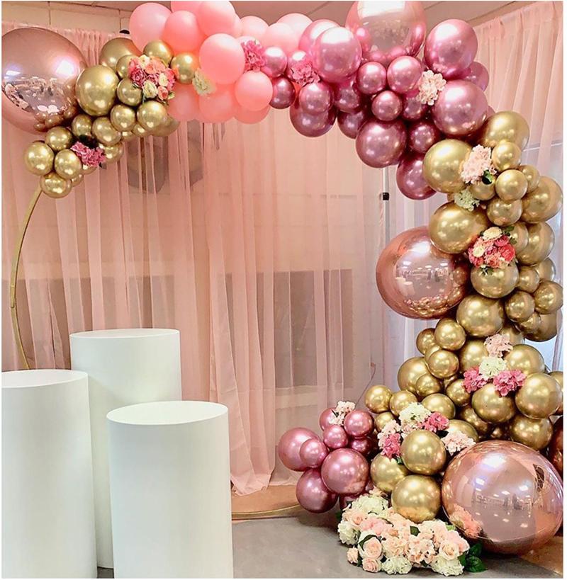 

Party Decoration 134pcs Chrome Gold Rose Pastel Baby Pink Balloons Garland Arch Kit 4D Balloon For Birthday Wedding Shower Decor