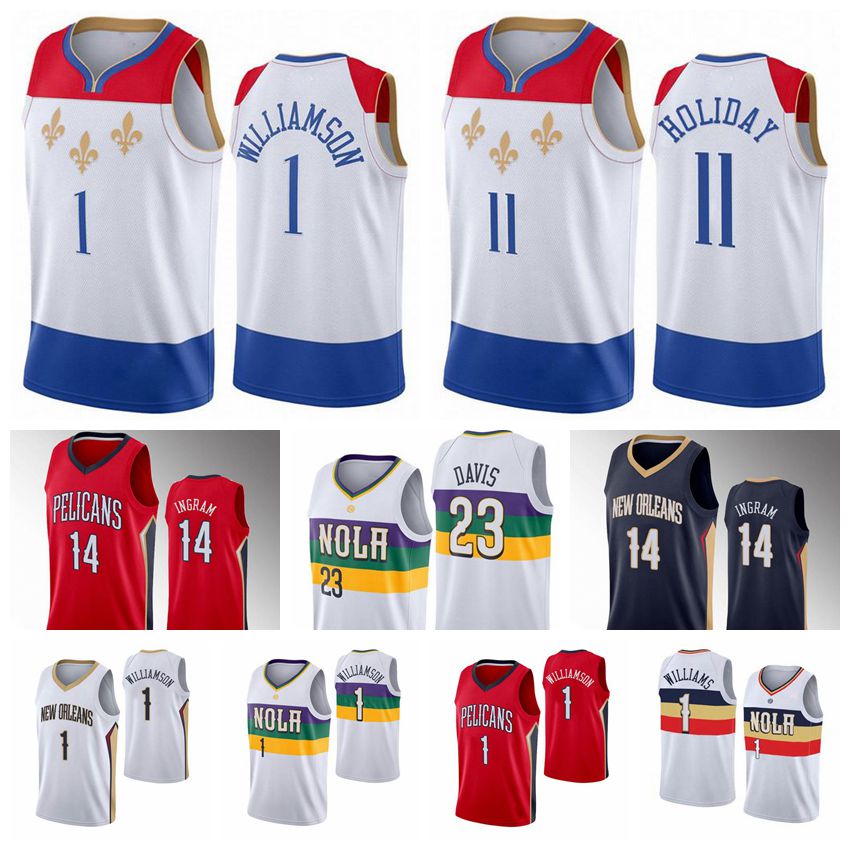 

New Orleans Pelicans MEN's Kid Zion 1 Williamson Basketball Jerseys Brandon 14 Ingram Davis Jersey 2021 Swingman City White Edi, Black;red