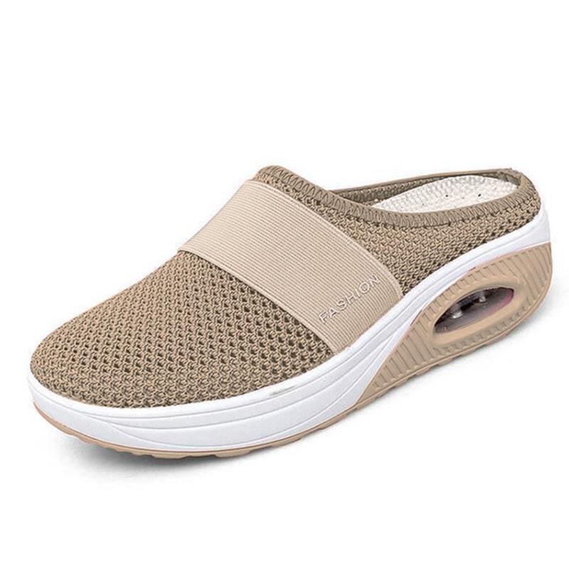 

Dress Shoes Women Slippers Sandal 2021 Summer Casual Platform Beach Breathable Mesh Light Flat Flip Flops Zapatos Mujer, Red