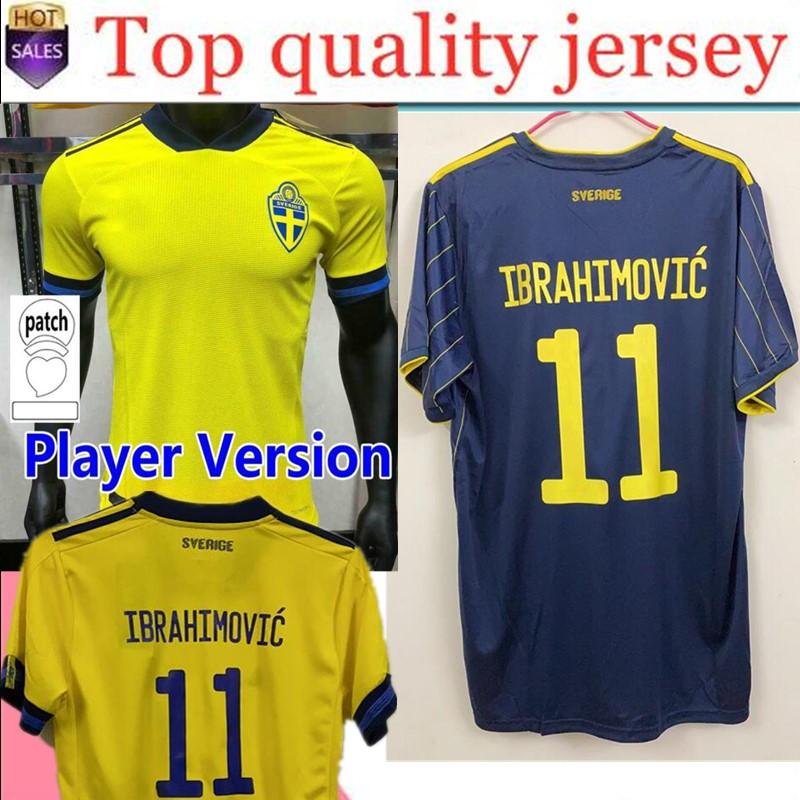 

Sweden PLayer Versiony 2021 IBRAHIMOVIC Mens Soccer Jerseys KALLSTROM LARSSON Home Yellow Away Football Shirt Swed National Team TOIVONEN MA, Black;yellow