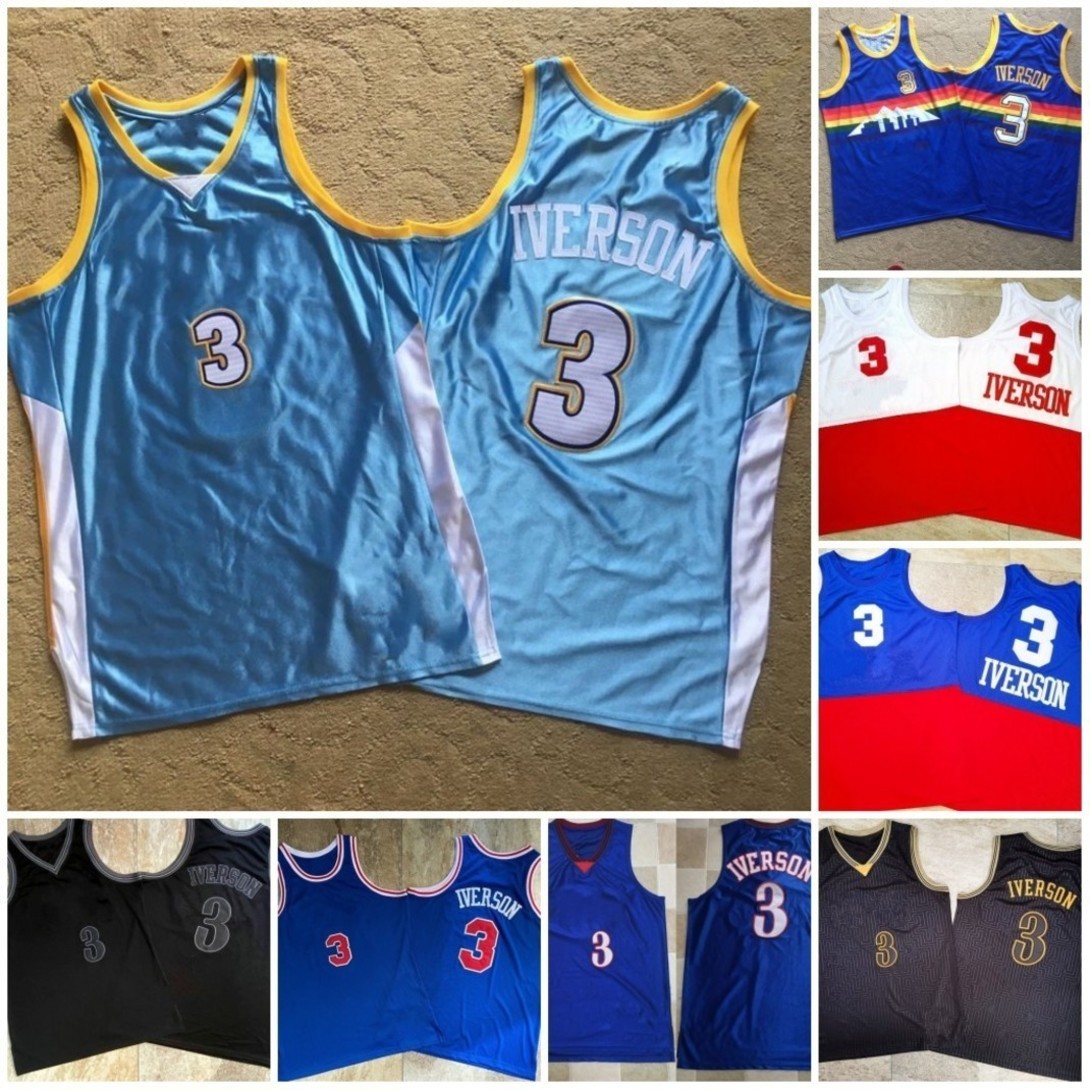 

Vintage 3 Iverson Swingman Mesh Embroidery Logos Stitched Basketball Jerseys, As