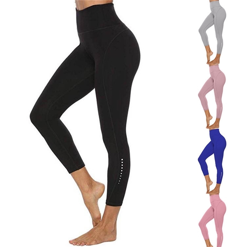 

Casual Women Leggings Solid Skinny Capri Pants Fitness Workout High Waist 3/4 Leggings Cropped Pants LJ200923, Black