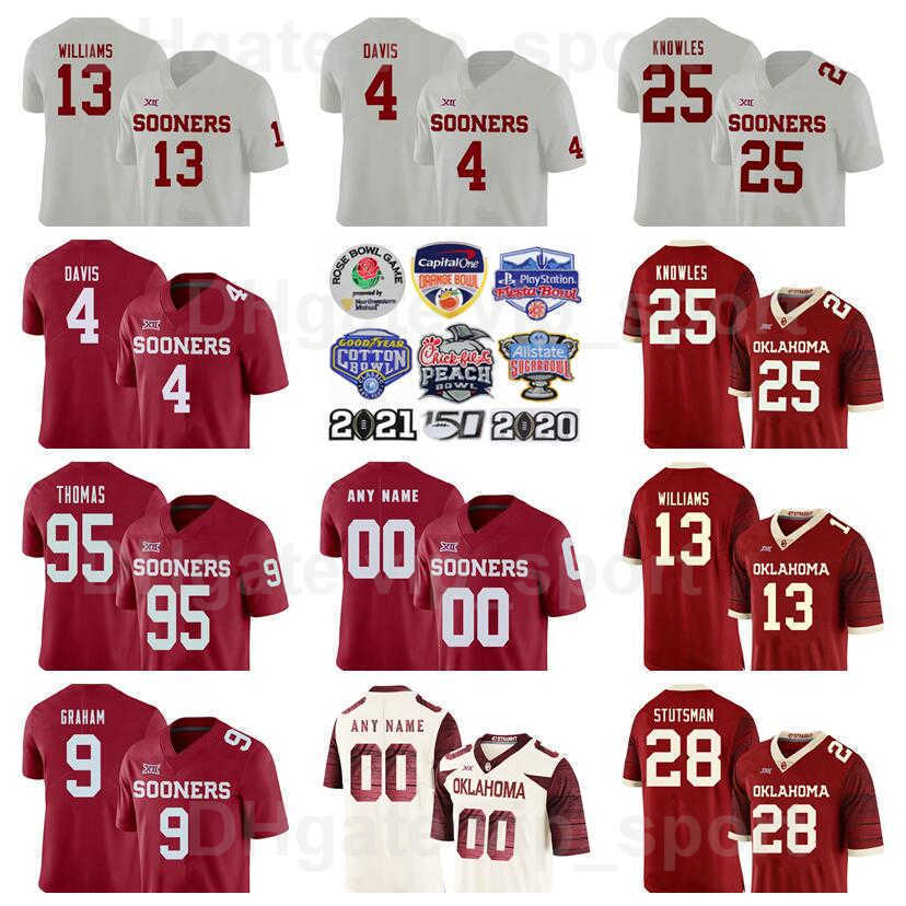 

NCAA College Oklahoma Sooners 28 Danny Stutsman Jersey Men Football 9 DJ Graham 95 Isaiah Thomas 25 Jaden Knowles 13 Caleb Williams 4 Davis, White
