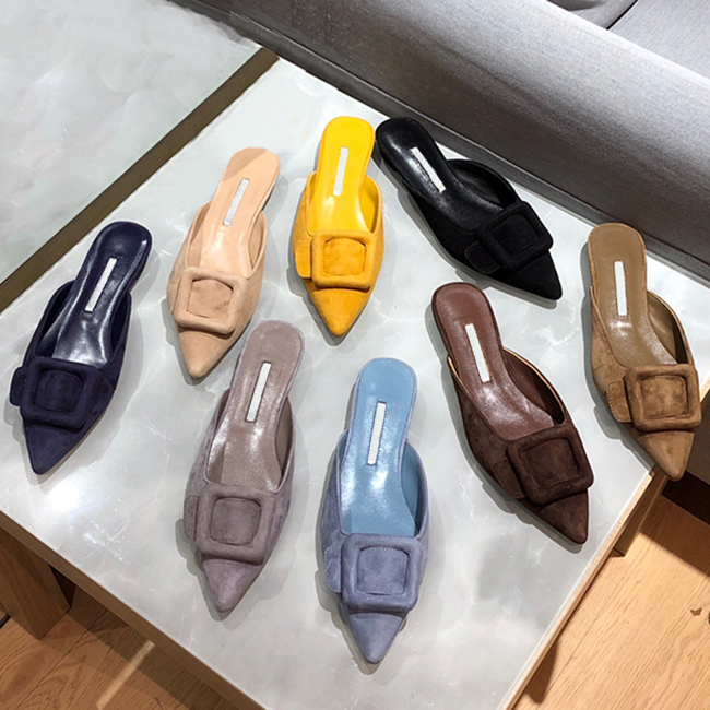 

Fashion luxury designer women's summer banquet dress shoes high heels sexy pointed top quality sandals flat Slippers Size 35-41 with box, #13