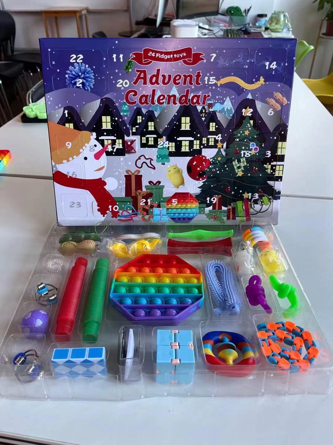 

24pcs Set Christmas Fidget Toys Advent Calender Gifts Simple Dimple Decompression Toy Push Bubbles Xmas Gift Sea Way Party Favor RRA