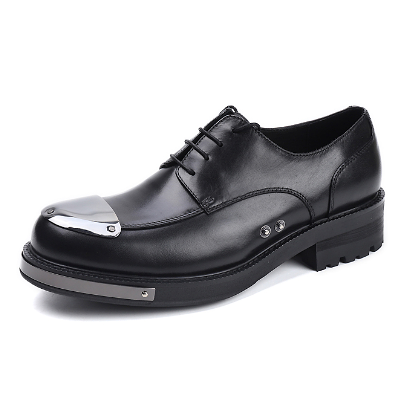 

Men Rivets Derby Shoes Handmade Cow leather buckle Work Office Shoes British Style Wedding Dress Shoes Mens Oxfords