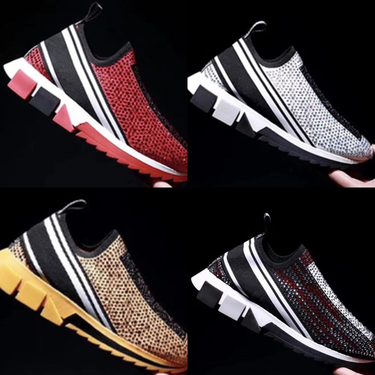 

2021 Designer Casual Shoes Women Men Sorrento Diamonds Rhinestones Crystals Running Sneakers Stretch Mesh Black White Red Glitter Runner Flat Sports Trainers Box, Color 5