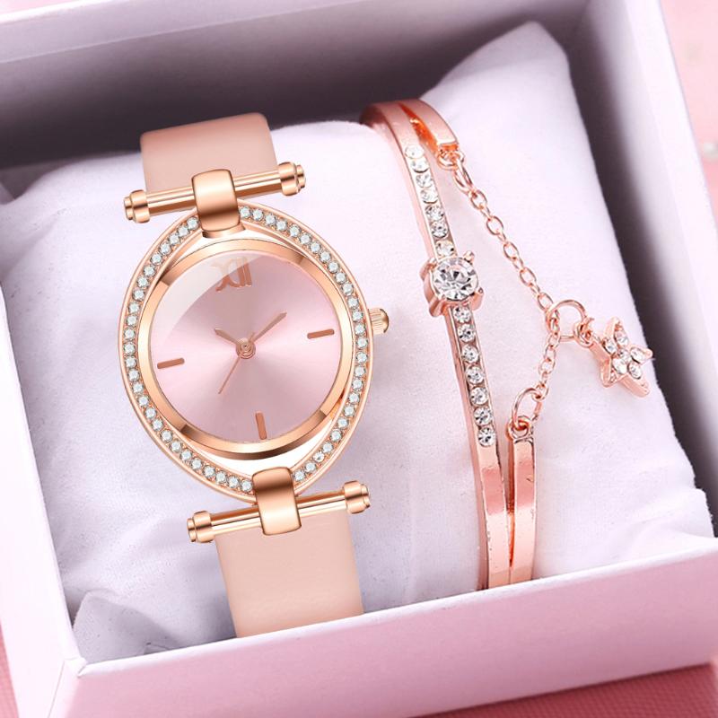 

Wristwatches Luxury Women's Wrist Watches With Bracelet Set Fashion Ladies Quartz Dress Watch Elegante Clock Gift, White