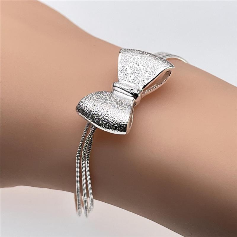 

Charm Bracelets Sliver Color Delicate Bowknot Multi-line Snake Chain 19CM Bracelet Fashion Jewelry For Women/Girls Trendy Gift, Golden;silver