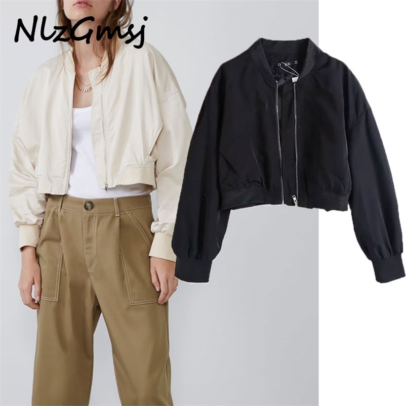 

Jacket Women's Padded Clothes Zipper Splice Casual Loose Basic Bomber Coat Female Outwear Tops 03 210628, As picture