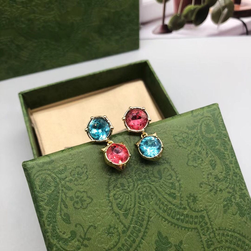 

Luxury Stud G's new earrings Rhinestone for 21 years Palace wind Court temperament, Golden;silver