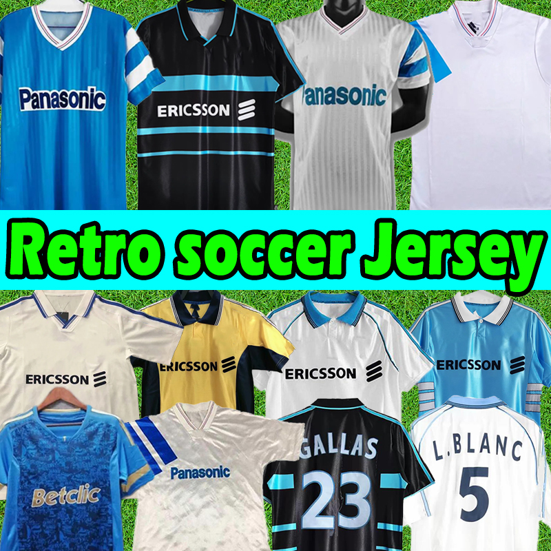 

Retro Commemorate Marseille jerseys 90 91 93 98 99 00 BALNC DESCHAMPS PAPIN BOLI DESAILLY Soccer Jersey Dugarry VOLLER PIRES Ravanelli Football shirts top, 1999-2000