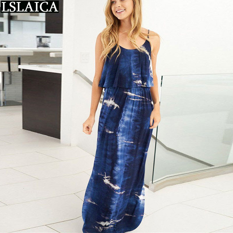 

Maxi Dresses for Women Off Shoulder Sleeveless Summer Loose Casual Party Fashion Sexy Gradient Waist Strap 210520, Fuchsia