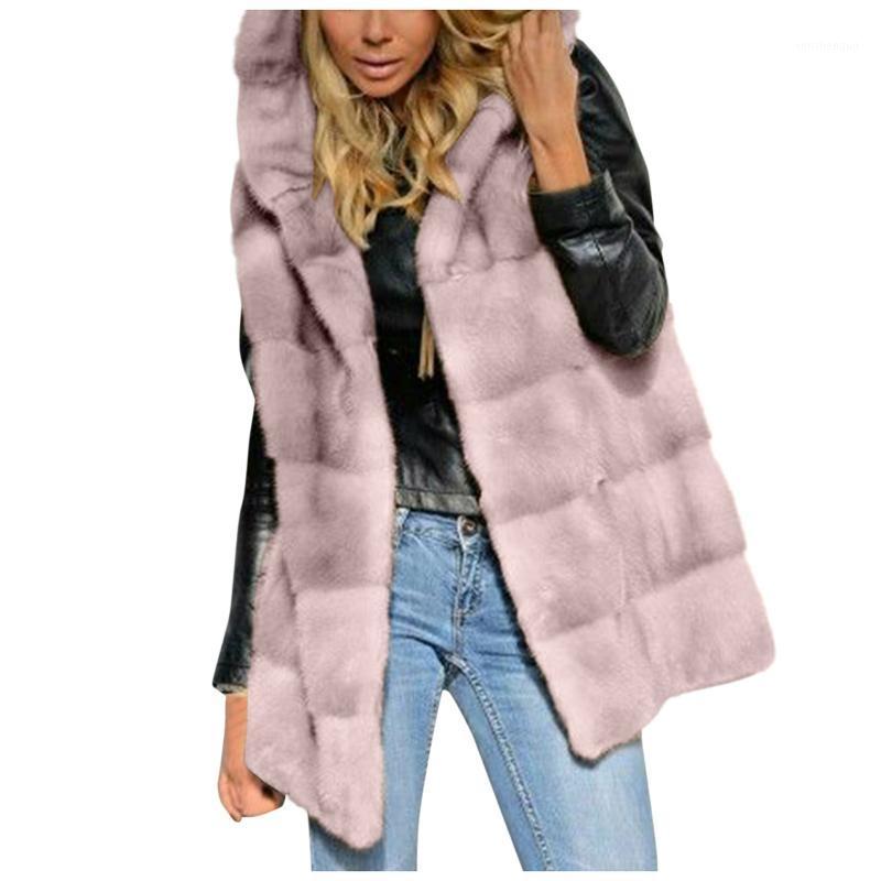 

Women' Vests Autumn Winter Harajuku Faux Fur Hooded Vest Loose Waistcoat Large Size Sleeveless Warm Jacket Coat Outwear 6, Bu