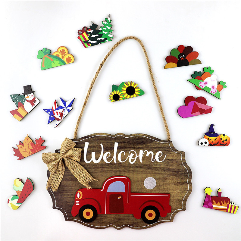 

Welcome Sign Wall Decoration Woodens Hanging Front Porch Country Door Creativity Welcomes Wooden Crafts Mixed Colour