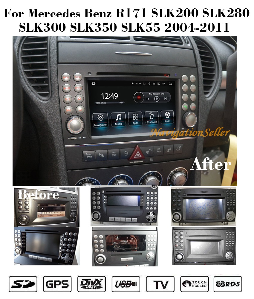 Android 10.0 Car dvd player GPS Radio Navigation Stereo Head Unit multimedia for Mercedes Benz R171 SLK200 SLK280 SLK300 SLK350 SLK55 2004-2011 B-image-390681693