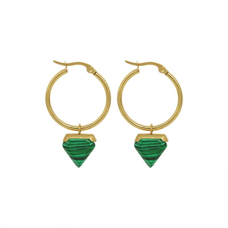

Hoop & Huggie Irregular Fashion Earrings Triangle Stainless Steel Malachite Design Female Gift For Women Boho 2021 Accessories Jewelry