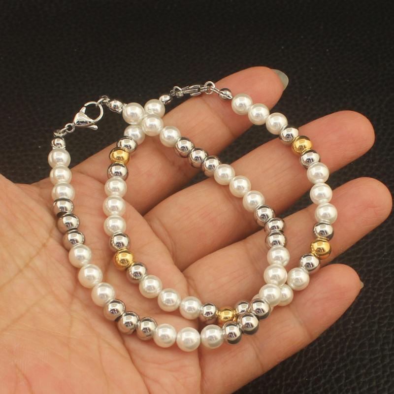 

Bangle Gold And Silver Color Fashion Jewelry Stainless Steel 6mm Bead Bracelets For Women BBJZAMBC