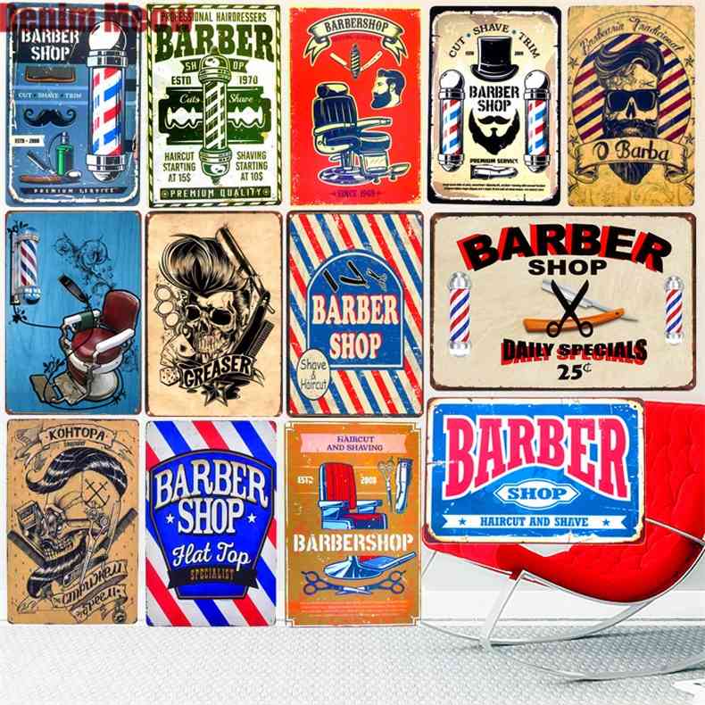 

20x30cm BARBER Vintage Metal Tin Signs Bar Cafe Decoration Plaque Shop Billboard Haircuts Wall Art Poster Home Stickers