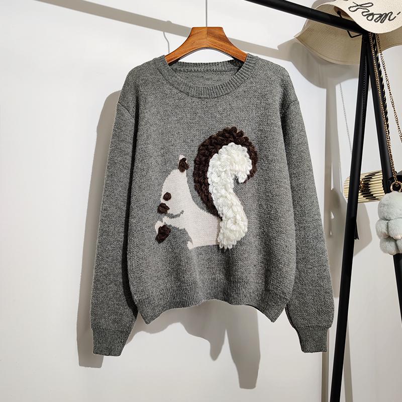 

Women's Sweaters Japanese Cartoon Knitted Women Sweater 2021 Autumn Winter Preppy Style Pullovers Vintage Korean Sueter Mujer, White;black