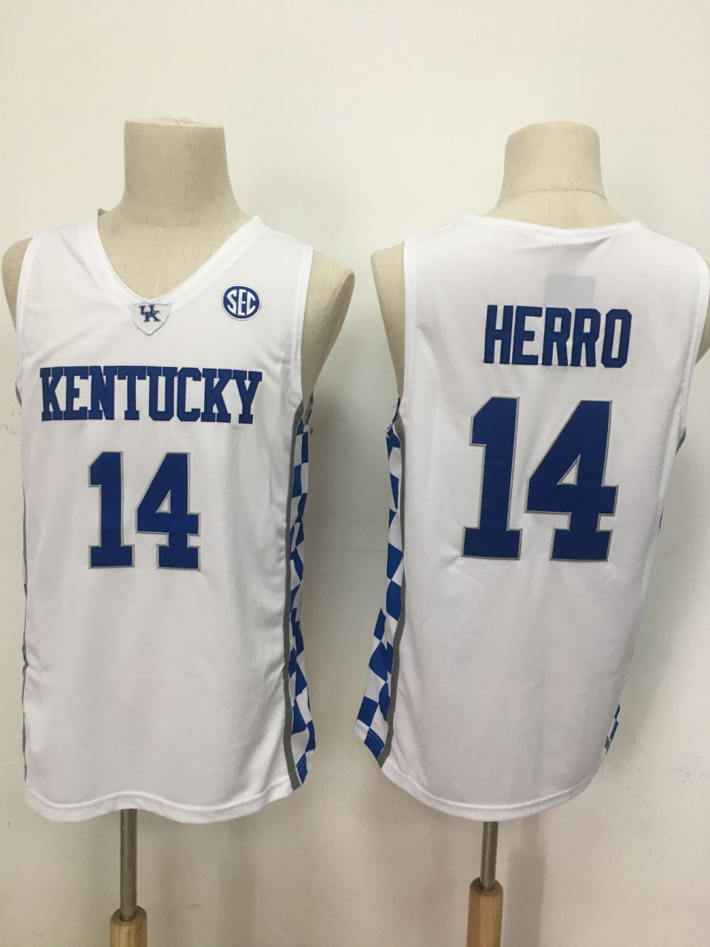 

Men Kentucky Wildcats Tyler Herro College Basketball Jerseys Tyrese Maxey John Wall Anthony 23 Davis DeMarcus 15 Cousins Malik Monk Jersey, 24