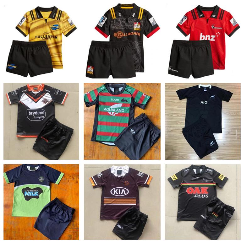 

Kids Kit 2021 2022 Rugby jerseys Melbourne Broncos West tiger Rabbit Leopard home away boys jersey child set children suit 21 22 top quality 16-26, Black;gray