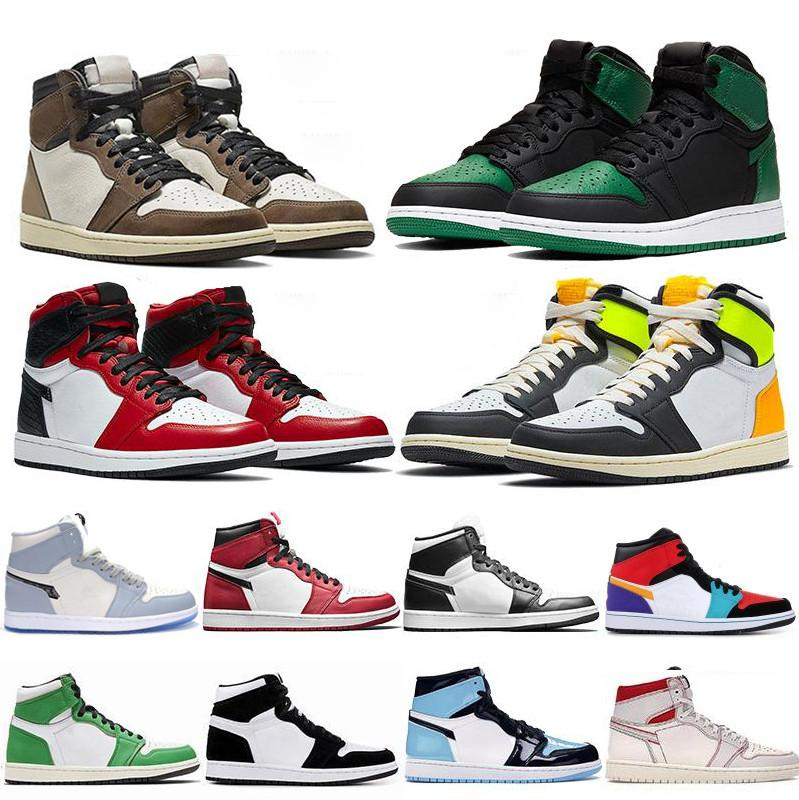 

Jumpman 1S Basketball Shoes Men Suede UNC Dark Mocha Turbo Green Retro High Blue chill Chicago White the ten RetroBred Banned Womens Black Shadow Fabric size 36-46, Box