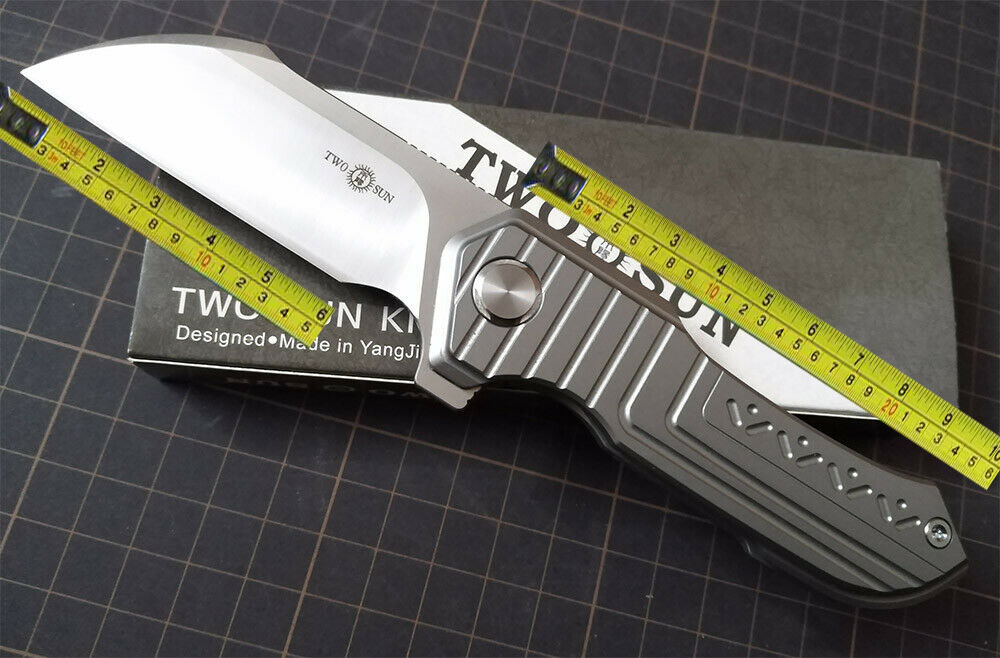 

TwoSun Knives Survival Outdoor 14C28N Titanium Flipper Fast Open Folder Folding Knife TS361