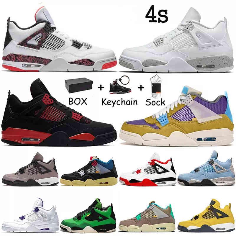 

Jorden Jumpman 4 4s Mens Women Basketball Shoes Off Black Cat Red Thunder Unions Desert Moss Taupe Haze White Sail Oreo With Box Us5 .5 -13, #b47 36-47