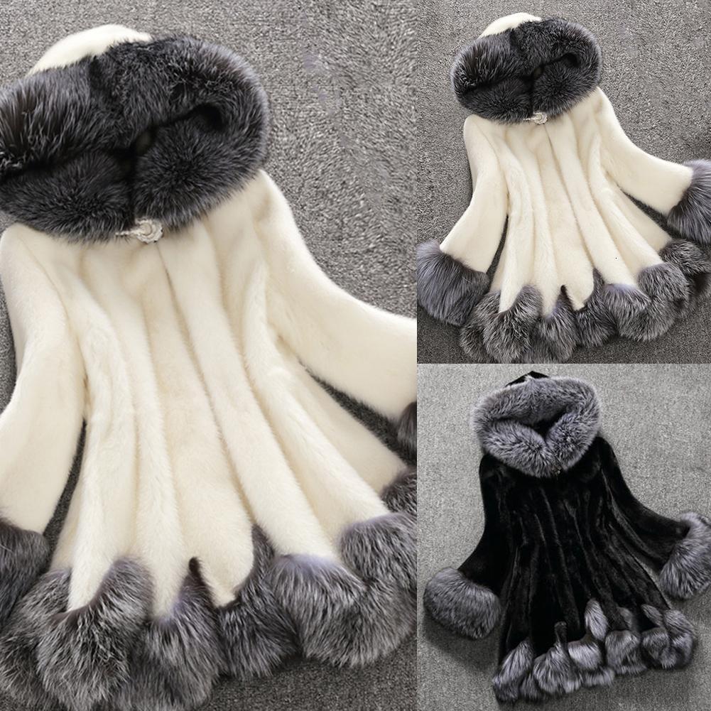 

jackets Women Winter Long Female Hooded Warm Jacket Ladies Loose Plush Coat Fine Workmanship Beautiful Version Gif, Black