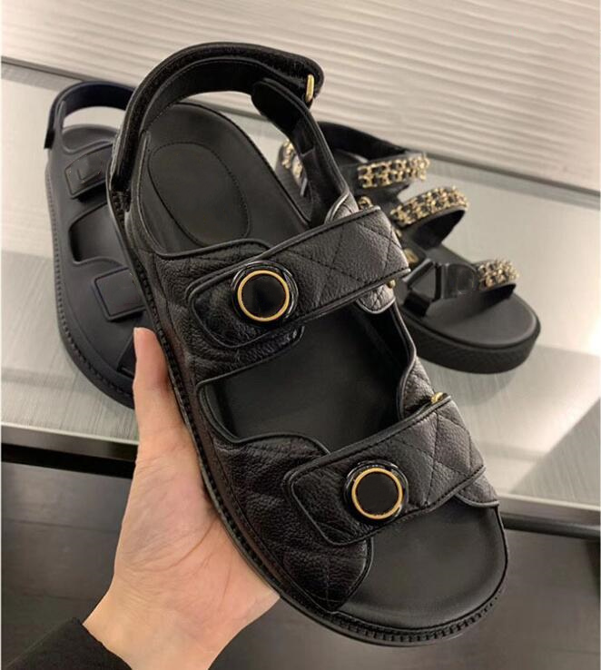 

Summer Latest Models Velcro Sandal Fashion Women Top Quality Genuine Leather Rhombus Platform Ladies Flat Rubber Sandals Girl Beach Shoes, Black