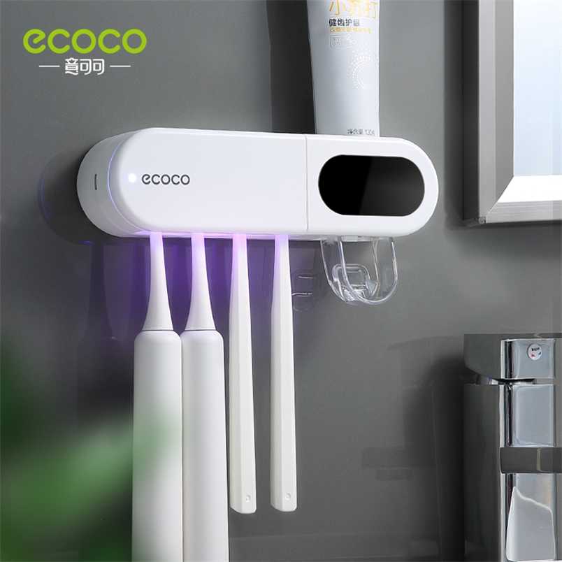 

ECOCO Double Sterilization Electric Toothbrush Holder Strong Load-Bearing Toothpaste Dispenser Smart Display Bath Accessories 211130