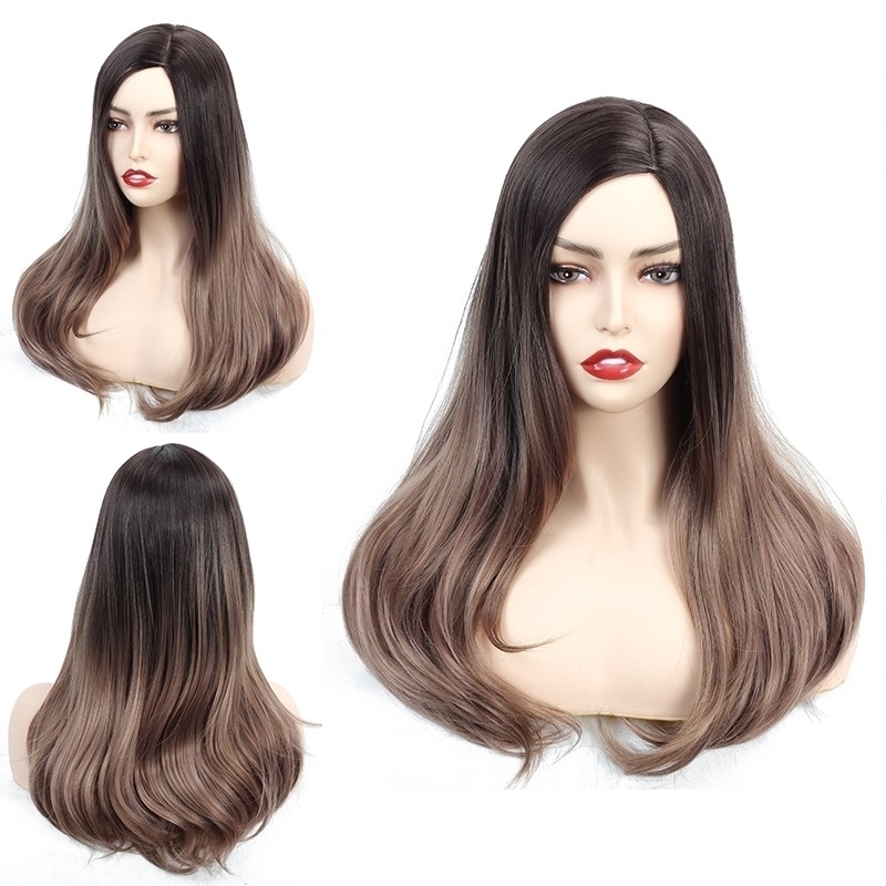 

fiber curly big Chemical wave wigs full headgear long hair, Ombre color